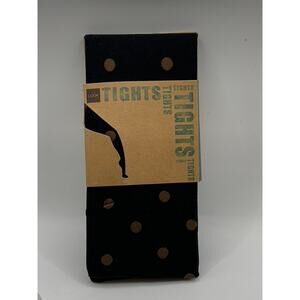 LOOK FOOTWEAR Women's Black-Brown Polka Dot Knit Pull-On Tights SZ OS